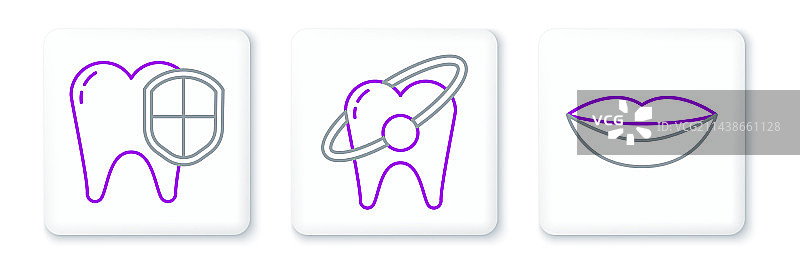 微笑嘴唇、牙齿保护线性图标图片素材