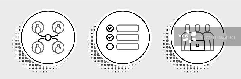 在线课堂和任务清单图标线条组合图片素材