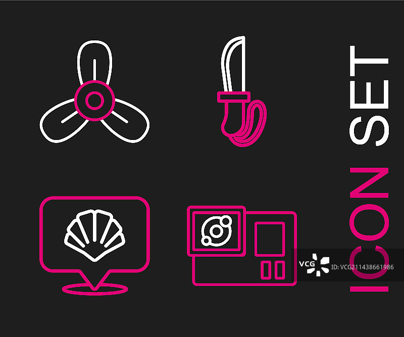 运动相机扇贝海螺刀具组合图片素材