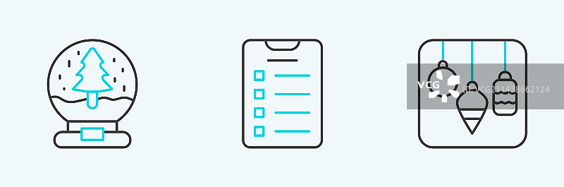 圣诞灯雪球新年线条素材图片素材