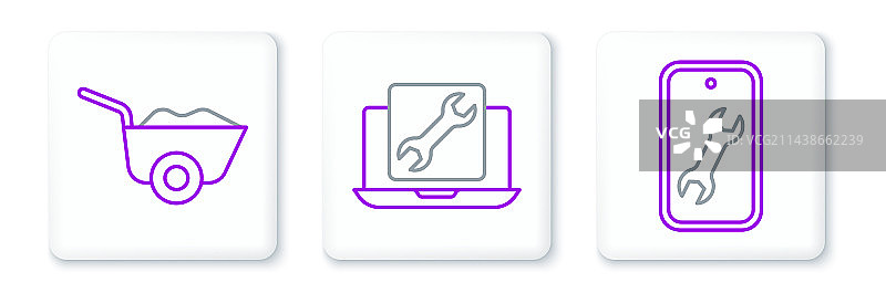 带手推车和笔记本电脑的手机服务图片素材