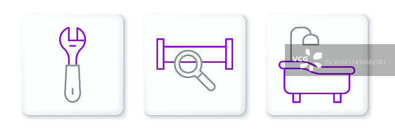 浴缸、扳手等工业线条素材图片素材