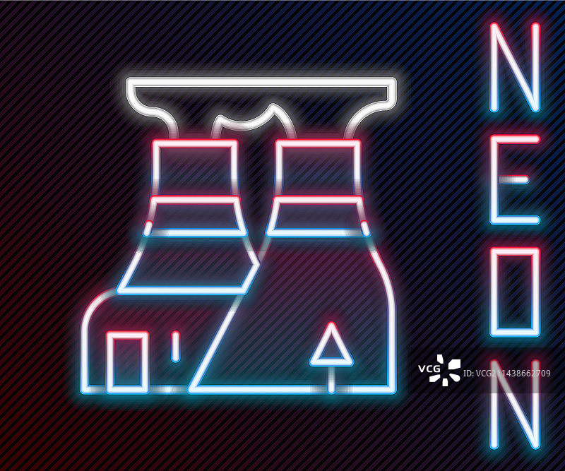 发光的霓虹灯线核电站图标图片素材