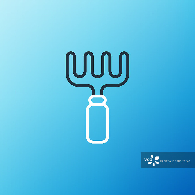 线性园艺耙子图标蓝色背景图片素材