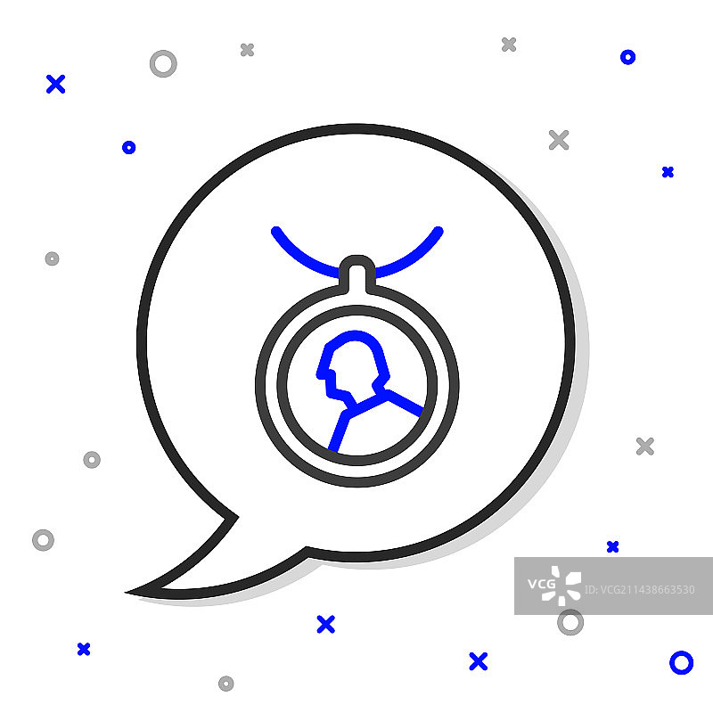 白色背景上的项链锁盒线条图标图片素材