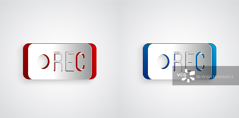 灰色背景上的剪纸录音按钮图标图片素材