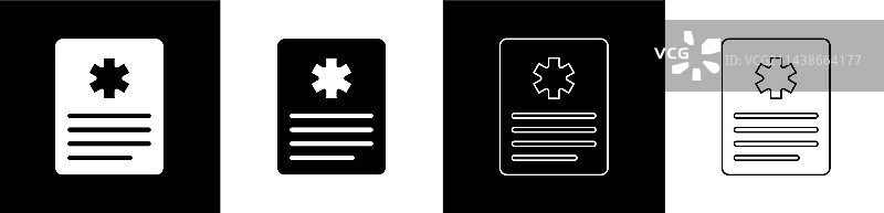 带有临床记录图标的医疗剪贴板套装图片素材