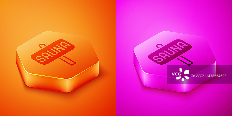 橙粉色背景上的2.5D桑拿图标图片素材