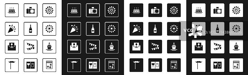 烟花、香槟酒瓶和节日彩纸图片素材