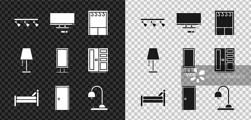 LED轨道灯、智能电视和衣柜套装图片素材
