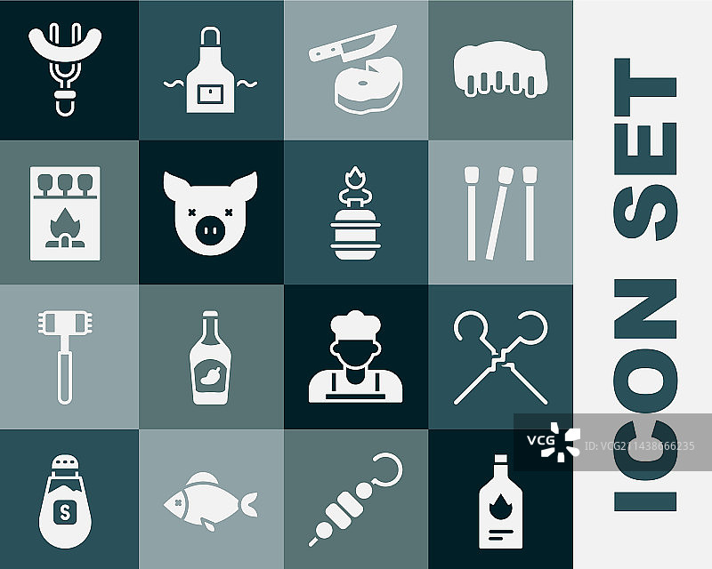 墨西哥辣椒酱烧烤串、火柴、牛排套装图片素材