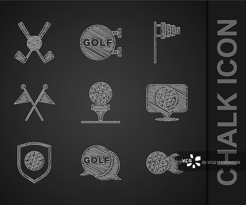 球T上带盾牌旗帜标签的高尔夫球图片素材