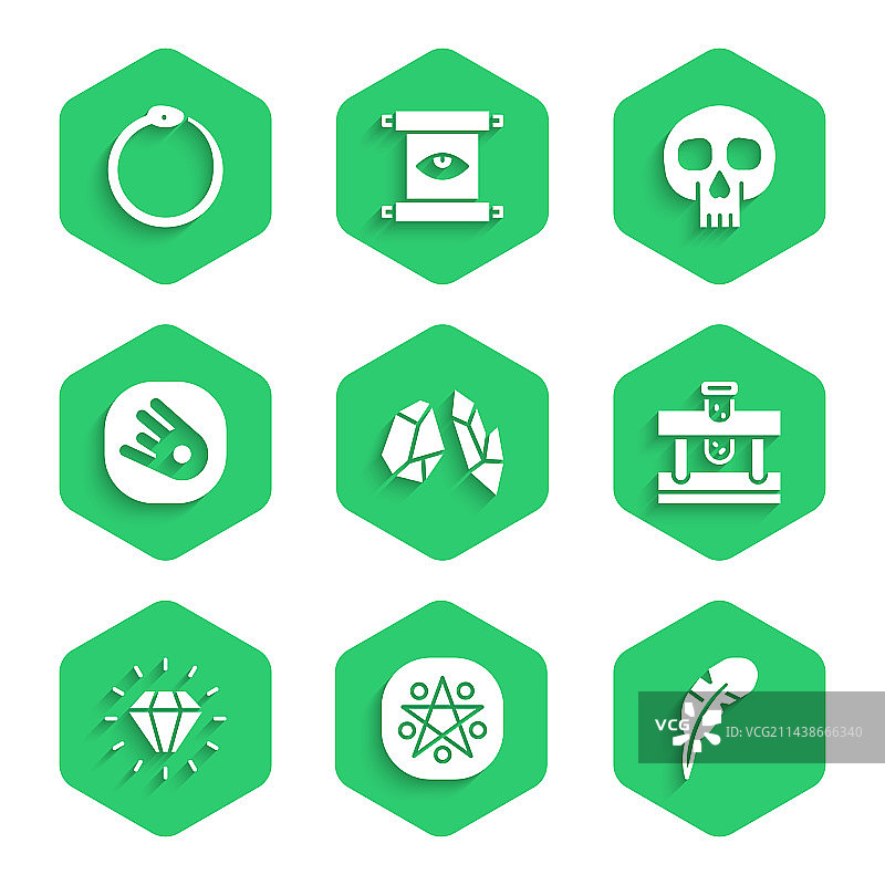 魔法石五角星羽毛笔套装图片素材