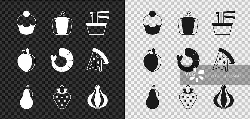 松饼甜椒亚洲面条碗和梨图片素材