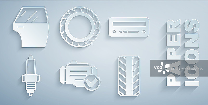 发动机检测汽车音响火花塞轮胎套装图片素材