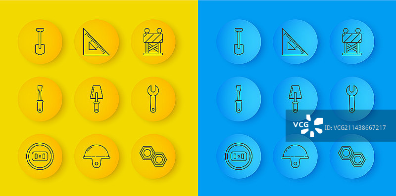 成套线条：电源插座、螺丝刀、泥刀图片素材