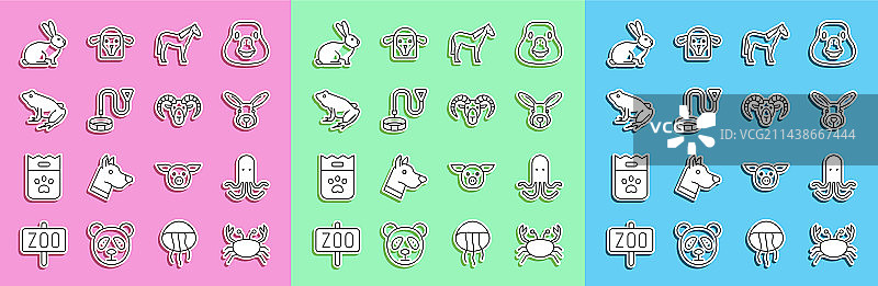 线条螃蟹章鱼兔子头马项圈图片素材