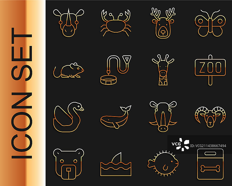 线条狗骨头山羊或公羊头动物园图片素材