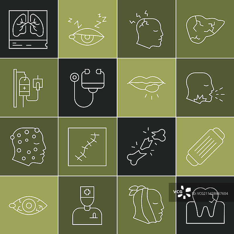 带有龋齿的牙齿医疗防护线条图案图片素材