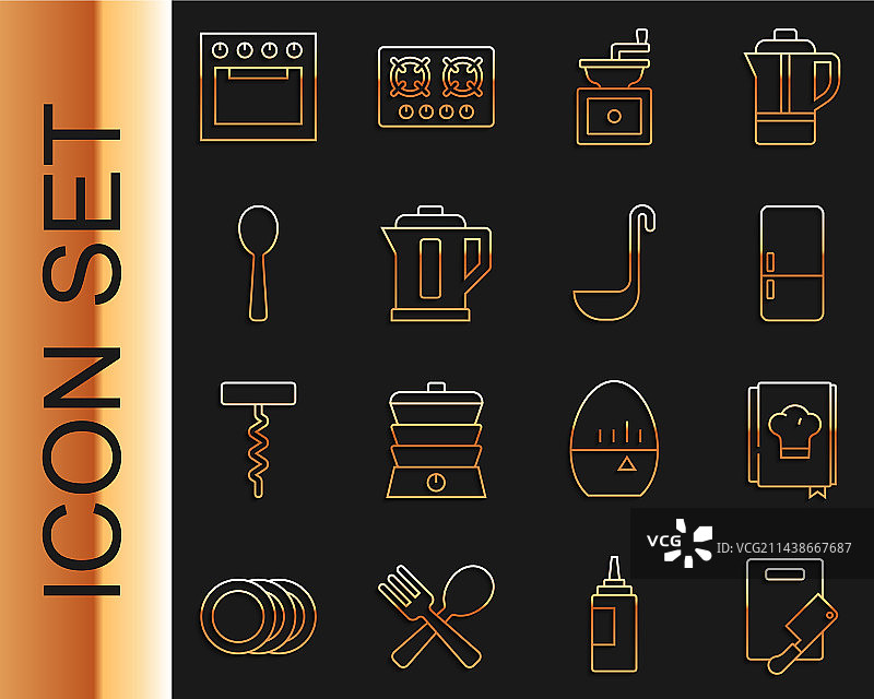 砧板肉类切碎机食谱线条组合图片素材