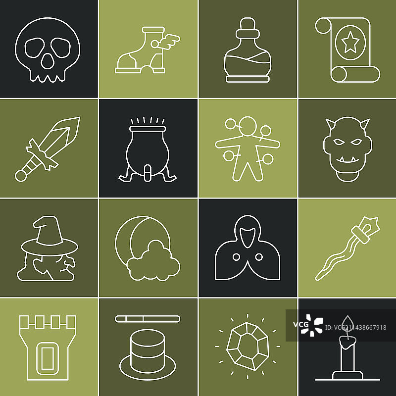 烛台上燃烧的蜡烛魔法线条素材图片素材