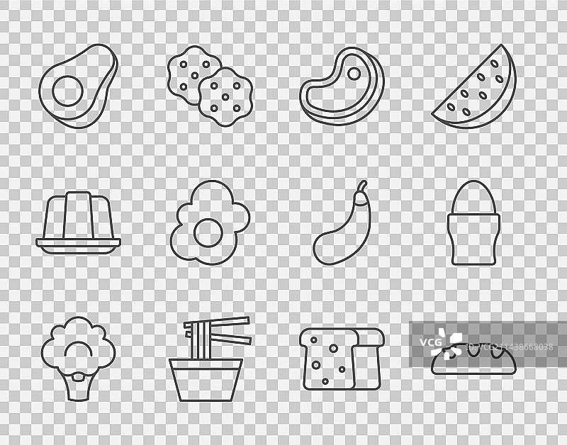 西兰花、面包、牛排、肉和亚洲美食图片素材