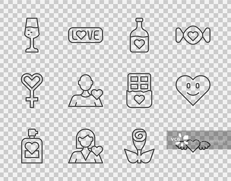 带翅膀的心形香水瓶线条设计图片素材