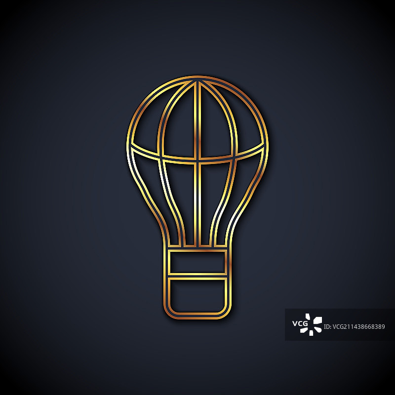 黑色背景上的金色热气球图标图片素材