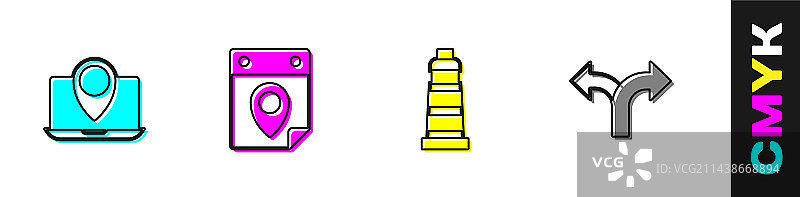 笔记本电脑与旅行计划定位标记图片素材