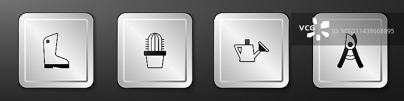 橡胶手套仙人掌花盆浇水套装图片素材