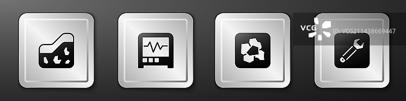 地震仪、金块和扳手图片素材