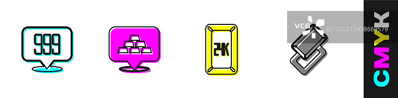 24K金条和图标图片素材