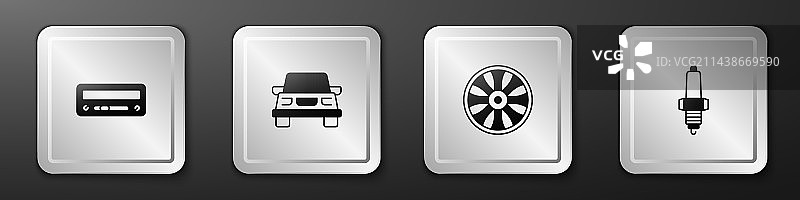 汽车音响合金轮毂和火花塞套装图片素材