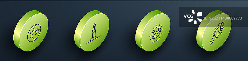 2.5D月亮星星燃烧的蜡烛图片素材