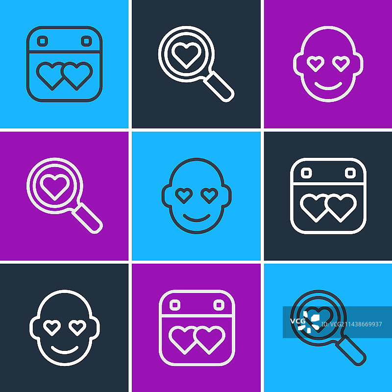 线性带心日历与浪漫男人图片素材