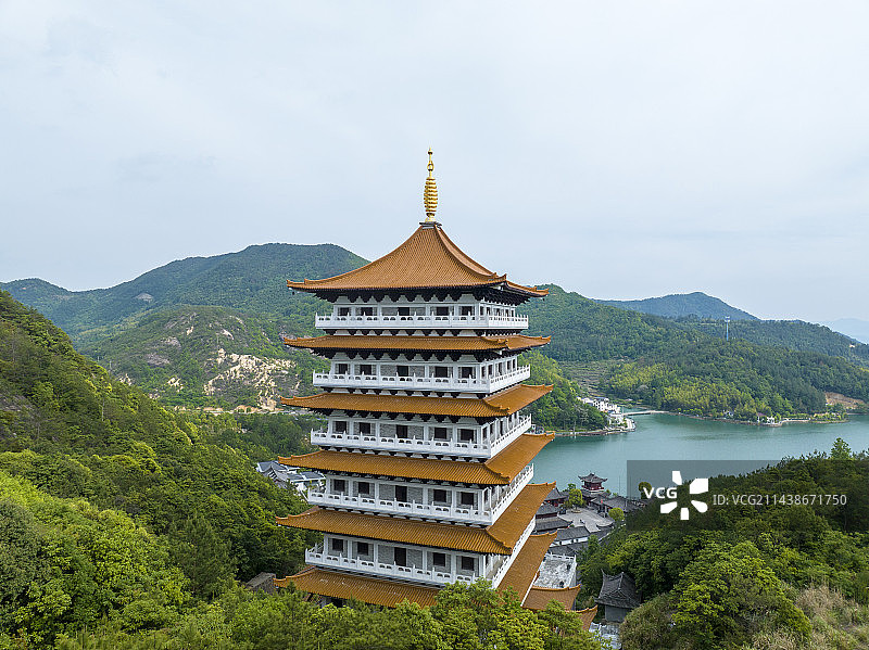 航拍浙江天台桐柏宫图片素材