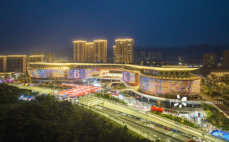 航拍浙江天台县始丰湖公园图片素材