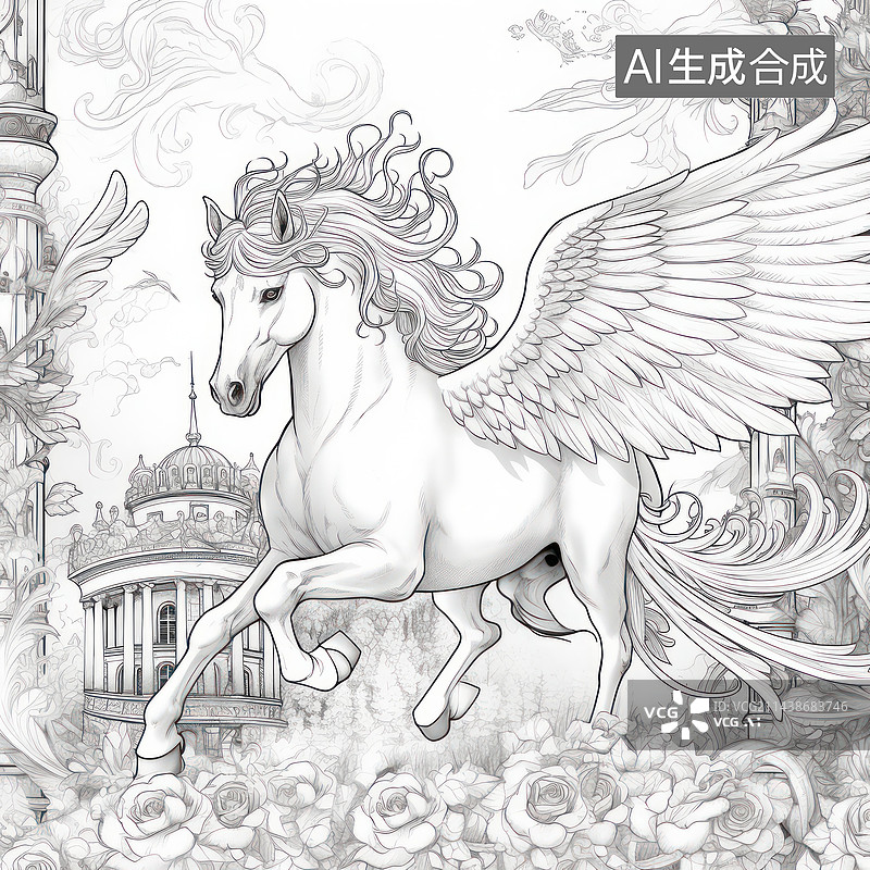 【AI数字艺术】飞马图片素材