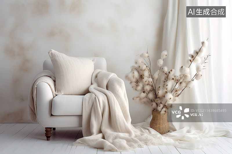【AI数字艺术】家里靠窗的空椅子图片素材