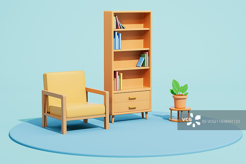 卡通风格的室内客厅房间场景图片素材