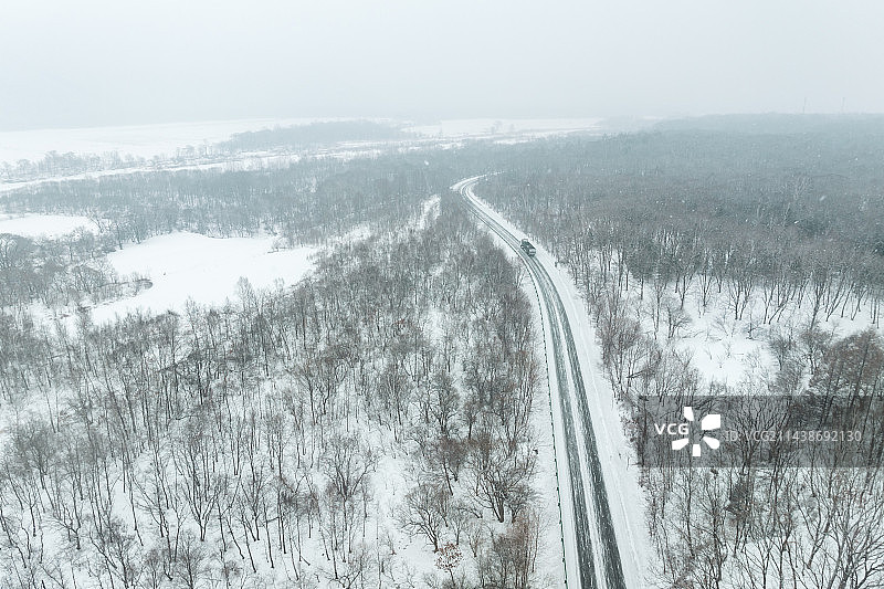 吉林珲春市G331国道边境公路航拍风光图片素材