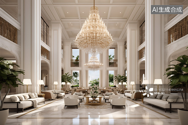 【AI数字艺术】别墅样板房-客厅图片素材