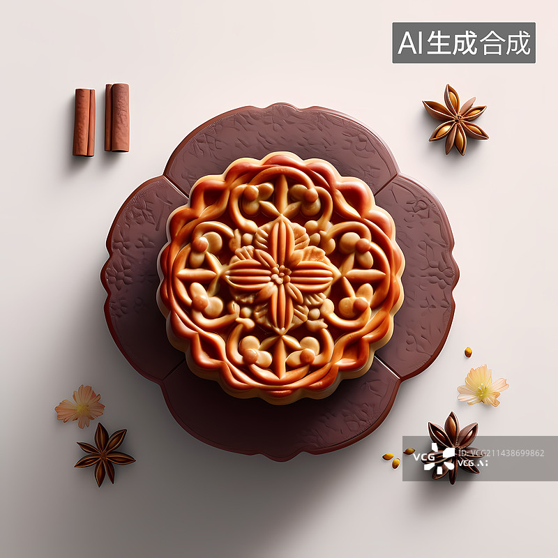 【AI数字艺术】中秋节一个月饼特写图片素材
