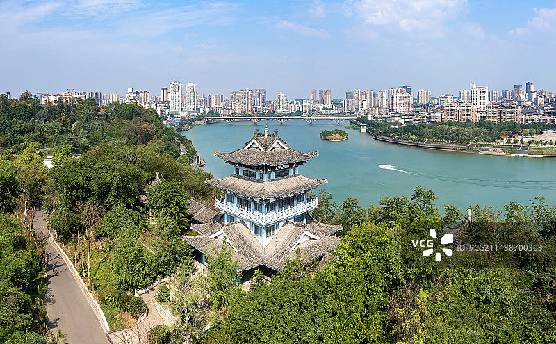 四川内江大千园太白楼风光图片素材