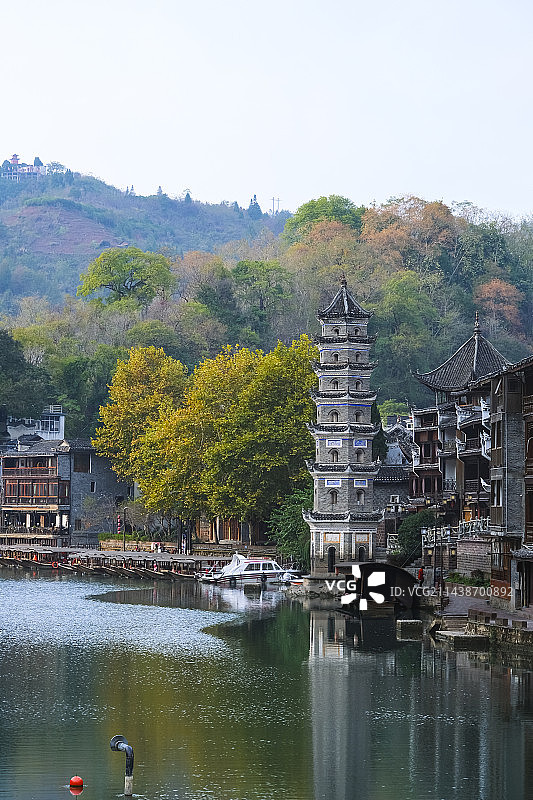 湖南省湘西土家族苗族自治州凤凰古镇景区古朴美景图片素材