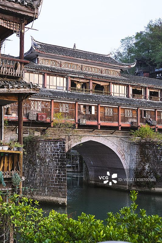 湖南省湘西土家族苗族自治州凤凰古镇景区古朴美景图片素材