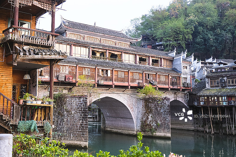 湖南省湘西土家族苗族自治州凤凰古镇景区古朴美景图片素材