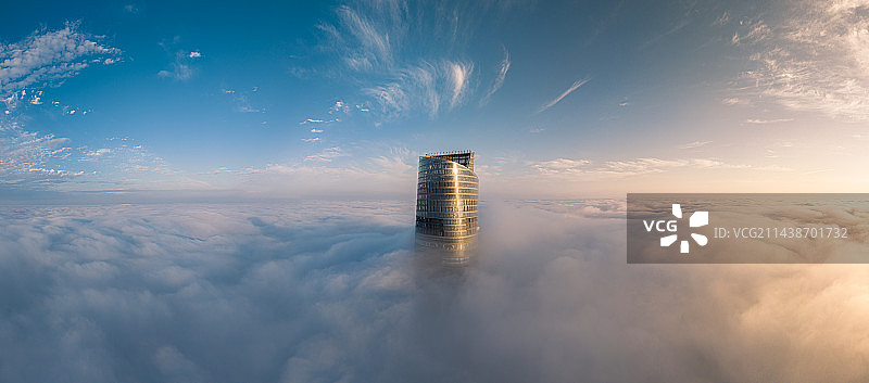 上海中心大厦日出云海平流雾图片素材