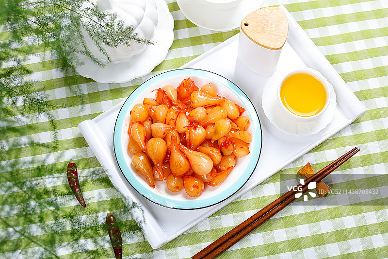 开胃爽口泡菜美食糖醋藠头图片素材