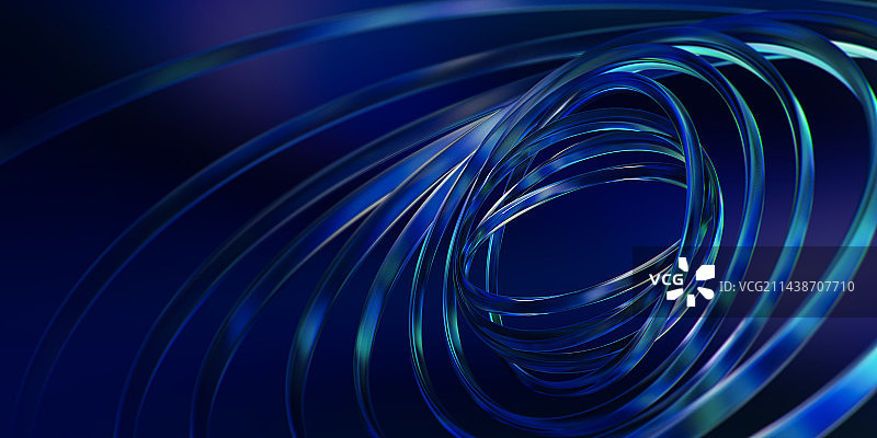 3D渲染抽象环状结构玻璃质感背景图片素材